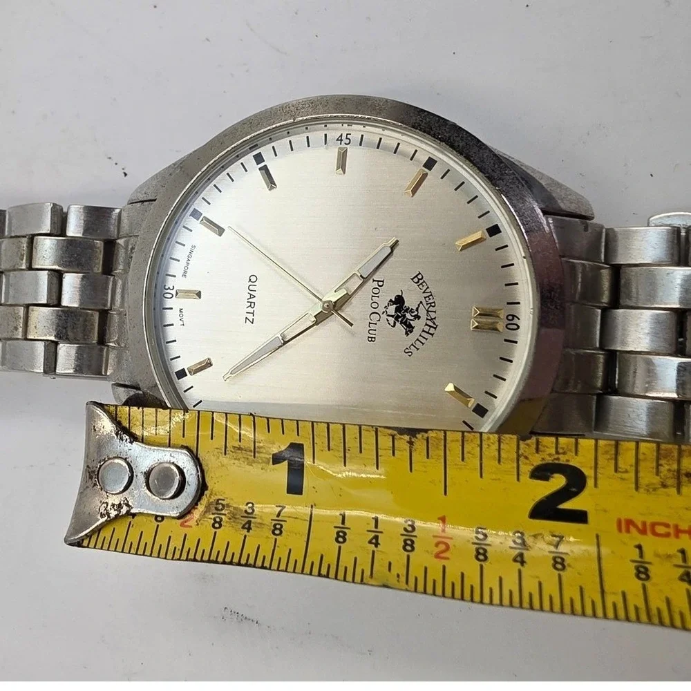 Beverly Hills Polo Club Mens Silver Tone Quartz Watch 53496 101 SR626SW‎
